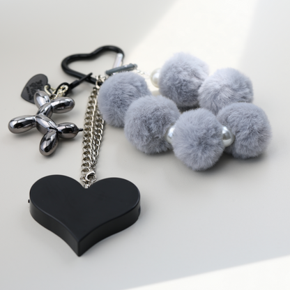 Heartbeat Safety Alarm Charm Collection (fuzzy black puppy black set)