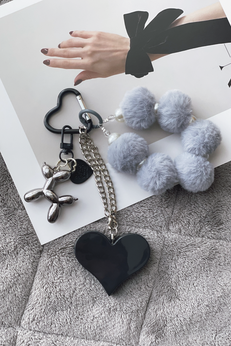 Heartbeat Safety Alarm Charm Collection (fuzzy black puppy black set)