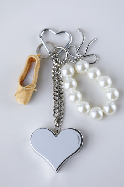 Heartbeat Safety Alarm Charm Collection (dancing pearl silver set)