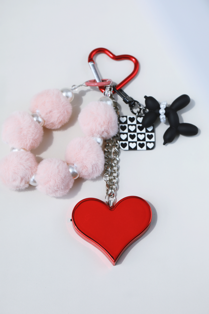 Heartbeat Safety Alarm Charm Collection (fuzzy black puppy red set)