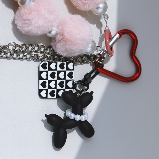 Heartbeat Safety Alarm Charm Collection (fuzzy black puppy red set)