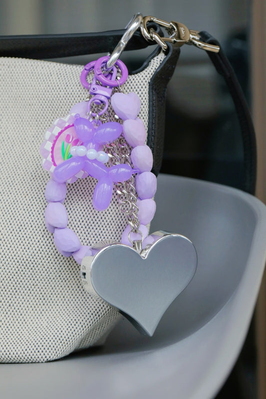 Heartbeat Safety Alarm Charm Collection (purple puppy silver set)