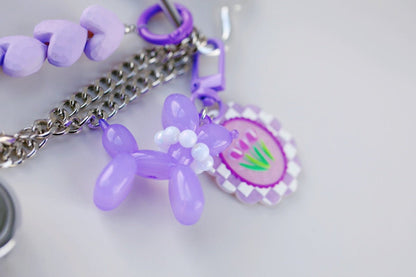 Heartbeat Safety Alarm Charm Collection (purple puppy silver set)