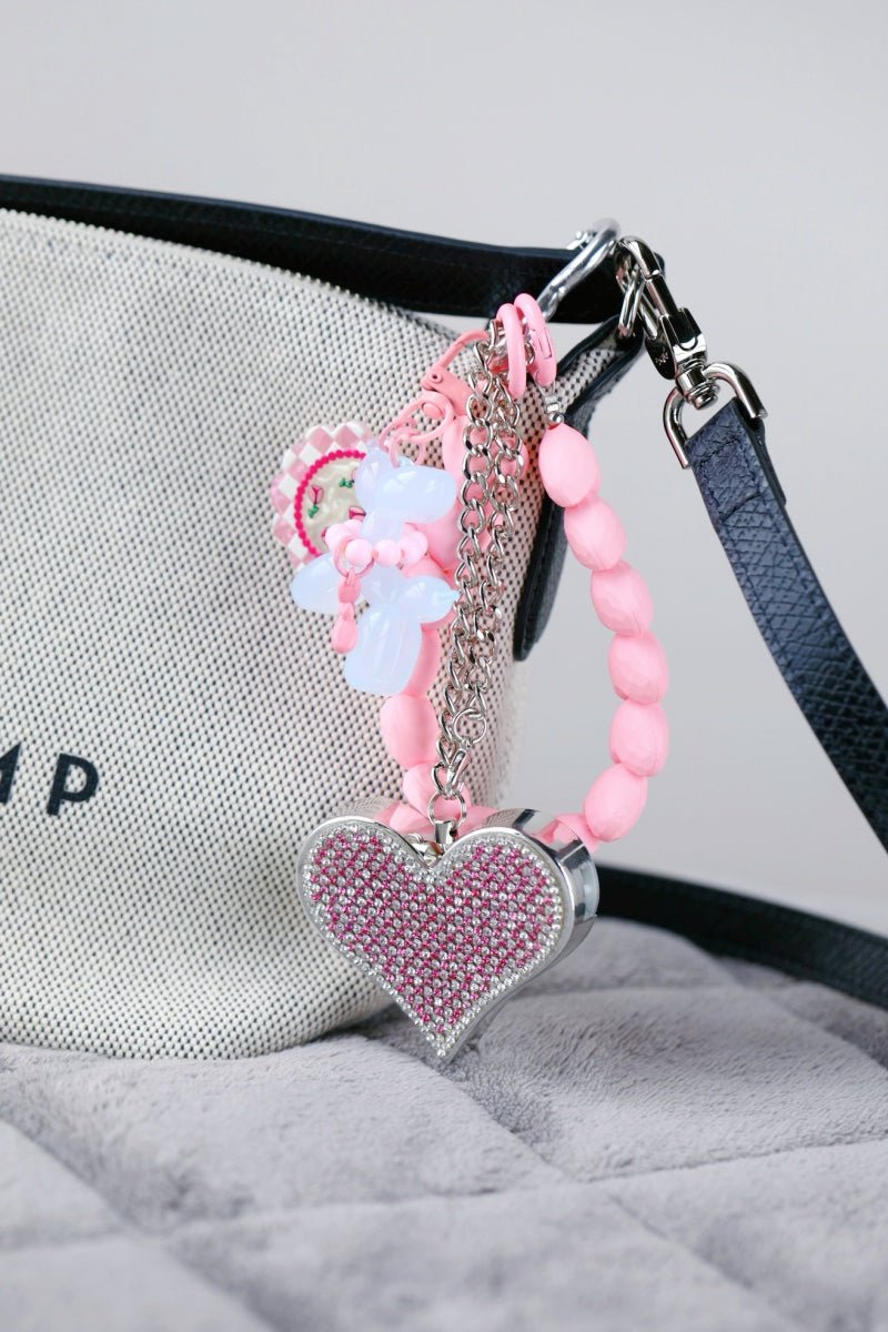 Heartbeat Safety Alarm Charm Collection (pink puppy diamante set ）