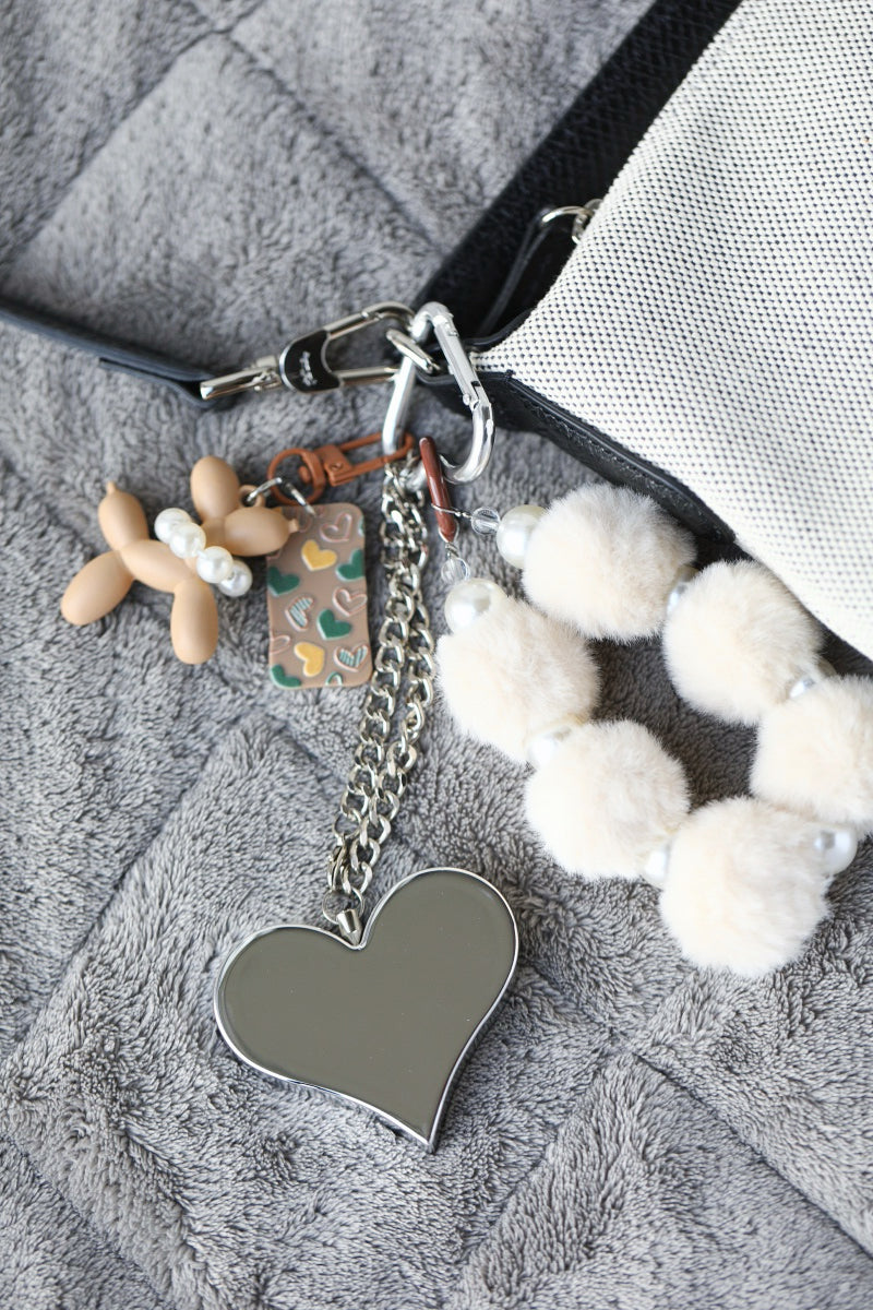 Heartbeat Safety Alarm Charm Collection (fuzzy brown puppy silver set)