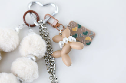 Heartbeat Safety Alarm Charm Collection (fuzzy brown puppy silver set)