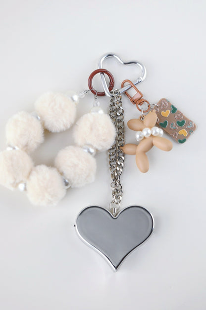 Heartbeat Safety Alarm Charm Collection (fuzzy brown puppy silver set)