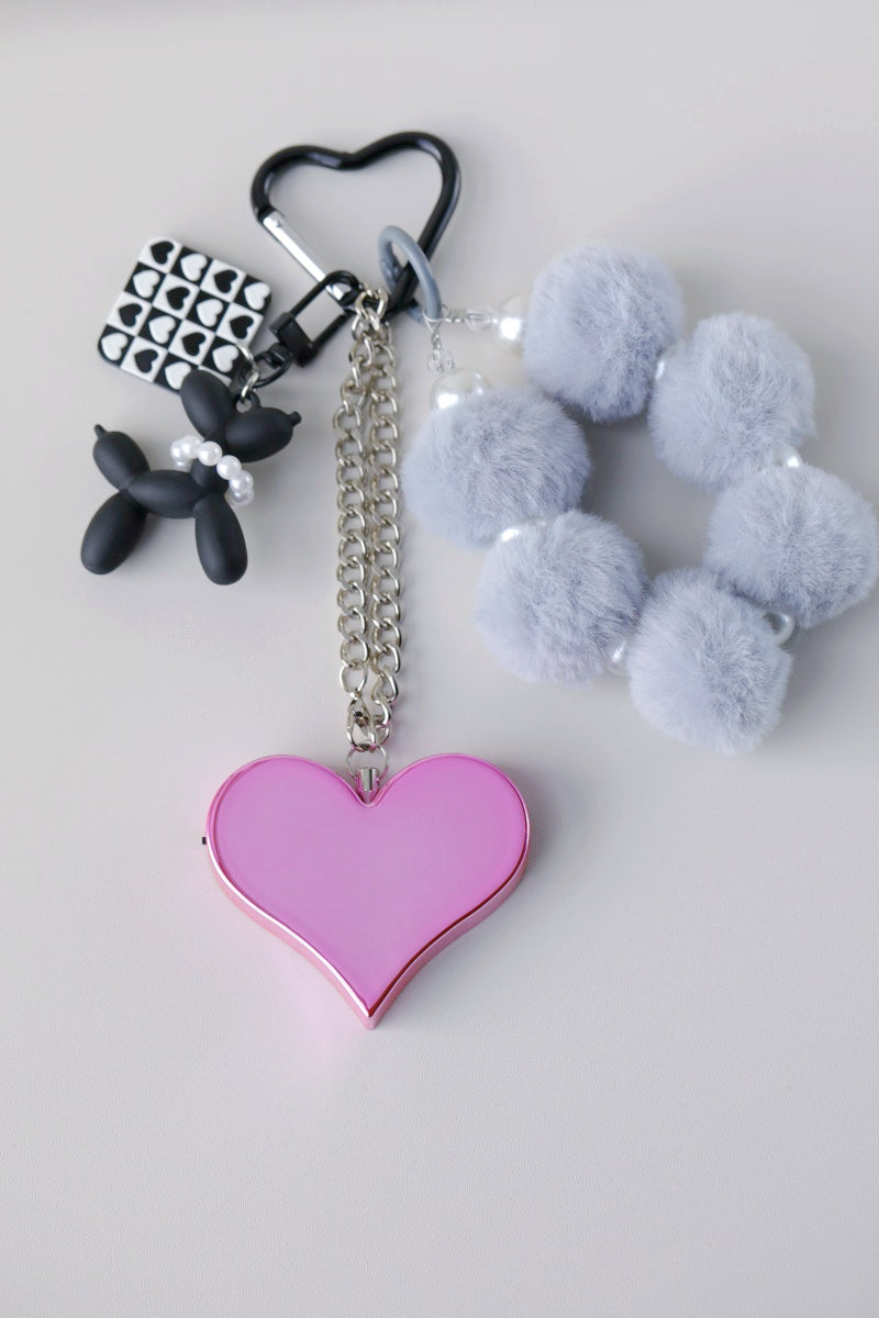 Heartbeat Safety Alarm Charm Collection (fuzzy black puppy pink set)