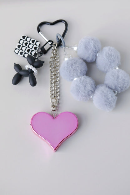 Heartbeat Safety Alarm Charm Collection (fuzzy black puppy pink set)