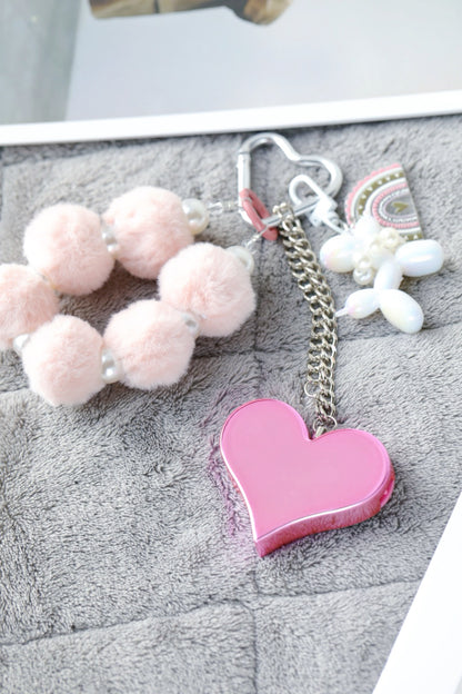 Heartbeat Safety Alarm Charm Collection (fuzzy white puppy pink set）