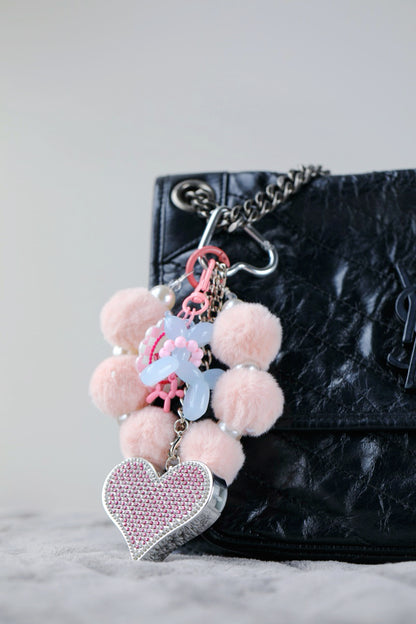 Heartbeat Safety Alarm Charm Collection (fuzzy pink puppy diamante set）