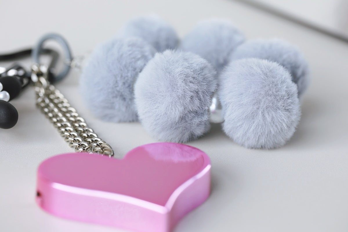 Heartbeat Safety Alarm Charm Collection (fuzzy black puppy pink set)