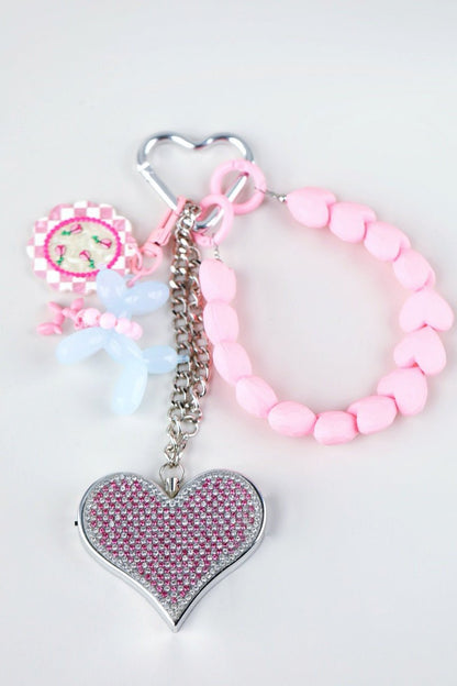 Heartbeat Safety Alarm Charm Collection (pink puppy diamante set ）